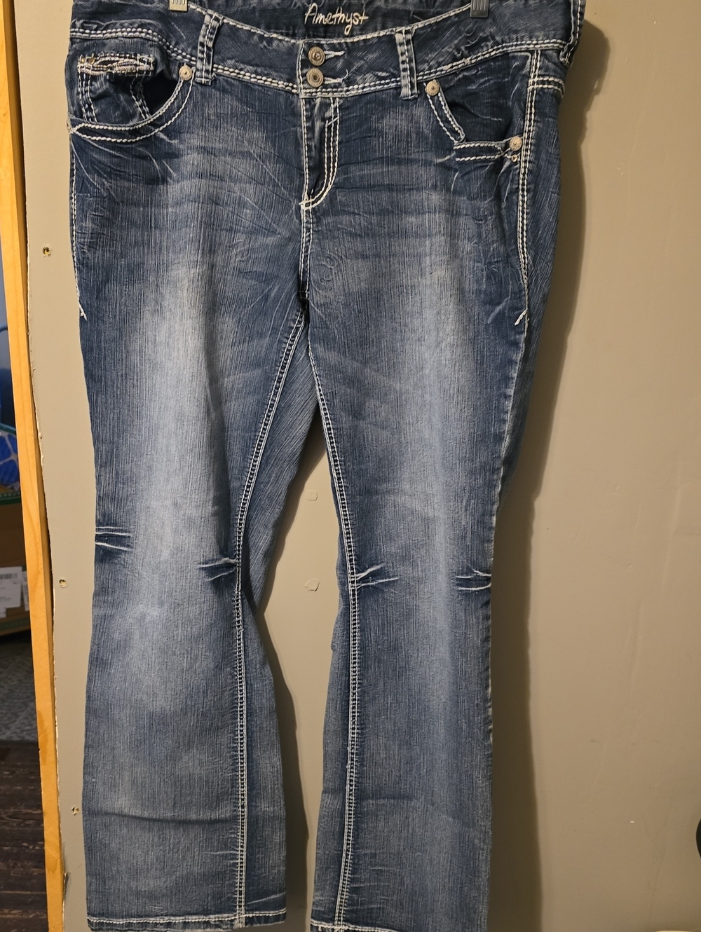 Amethyst Jeans Women's Light Blue Bootcut with Contrast Stitching